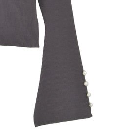 Green Parks ・ｓｗｉｎｇ　ｂｙ　袖パールボタンフレアリブニット