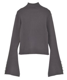 Green Parks ・ｓｗｉｎｇ　ｂｙ　袖パールボタンフレアリブニット