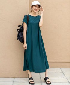 ANY SIS L 【接触冷感・UVカット・洗える】ハイストレッチスムースサイドプリ－ツ ワンピース