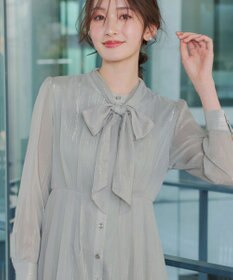 Tiaclasse L 【2WAY取り外しリボン付き】リボンタイラメシフォンワンピース