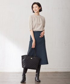 J.PRESS LADIES 【洗える】シュリンクデシン ジオメトリックプリント スカート