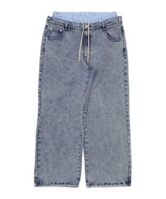 WEGO 【ユニセックス着用ITEM/MLサイズ展開/ウエストゴム】ボクサードッキングデニムパンツ