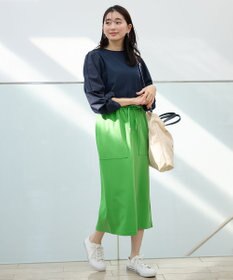 ANY 【洗濯機可/UVケア/アンチピリング】布帛ねじり袖コンビプルオーバー