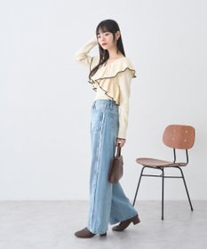 earth music&ecology ワイドフリンジデニムパンツ