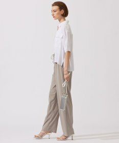 ICB 【洗える】T/Rドライリネン クロップドシャツ