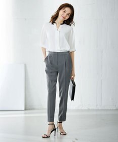 ICB 【WEB限定カラーあり・洗える】Back Satin Amunzen キーネックブラウス