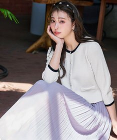 Tiaclasse 【洗える】フェイクリボンポケット付きカーディガン