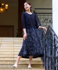 Tiaclasse 【洗える】フェイクリボンポケット付きカーディガン