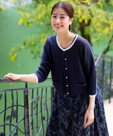 Tiaclasse 【洗える】フェイクリボンポケット付きカーディガン