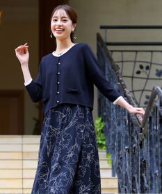 Tiaclasse 【洗える】フェイクリボンポケット付きカーディガン