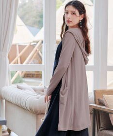 Tiaclasse L 【洗える新色追加・洗える】サマーニットフードロングカーディガン