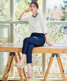 Tiaclasse 【洗える】フェイクリボンポケット付きカーディガン