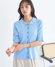 earth music&ecology ミニフリルポロカーディガン