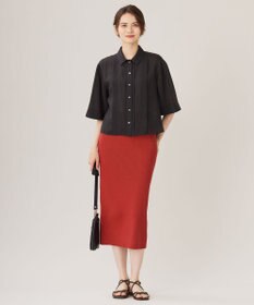 自由区 L 【カタログ掲載・接触冷感・洗える】ラミーローンクロップド丈 ブラウス