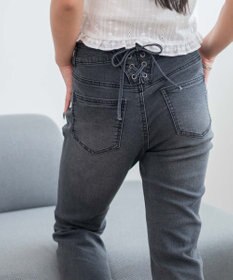 WEGO レースアップフリンジストレッチフレアデニムパンツ