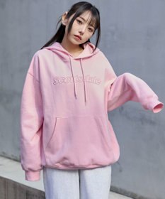 WEGO 【ユニセックス着用ITEM】エンボスステッチロゴプルパーカー