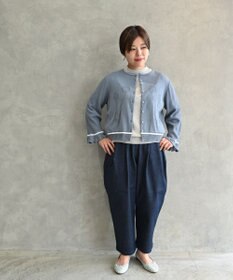 muuc 〈細番手の高級綿糸コットンコーマ糸〉〈洗練された繊維の滑らかな肌触り〉〈お家で洗えるニット〉模様編み ポピーの花リンクス編み カーディガン