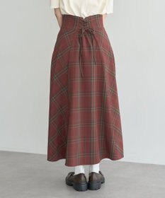 earth music&ecology バックレースアップチェックスカート