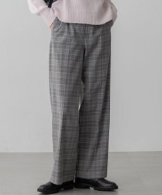 23区 S 【洗える】ウォームストレッチ チェック ワイド パンツ グレーチェック