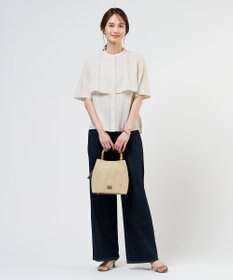 J.PRESS LADIES 【一枚で着映え】シルフィーローン ストライプ バンドカラー ブラウス