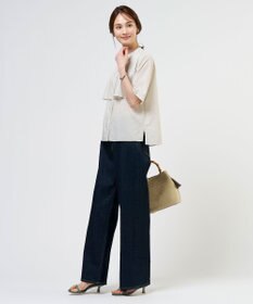 J.PRESS LADIES 【一枚で着映え】シルフィーローン ストライプ バンドカラー ブラウス