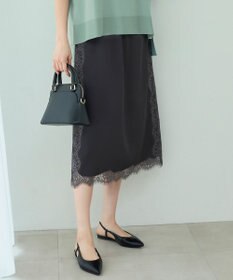 自由区 【洗える】サテンレース スカート