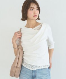 earth music&ecology レースレイヤードドレーププルオーバー