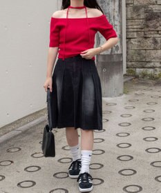 WEGO チョーカーリボン付きオフショルニット