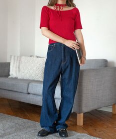 WEGO チョーカーリボン付きオフショルニット