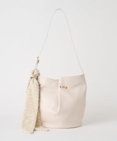 russet ツイードスカーフ付きレザー2WAYショルダーバッグ(CE-1632)