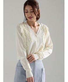 Te chichi フリルVネックカーディガン