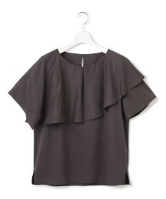 23区 S 【汗じみ防止/洗える】スムースデザイン ラッフルカラー カットソー