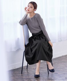 Tiaclasse L 【洗える】タフタスカートドッキングワンピース