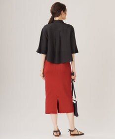 自由区 L 【カタログ掲載・接触冷感・洗える】ラミーローンクロップド丈 ブラウス