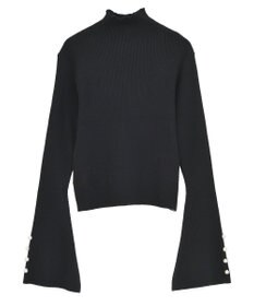 Green Parks ・ｓｗｉｎｇ　ｂｙ　袖パールボタンフレアリブニット