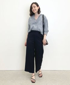 自由区 【接触冷感・速乾・UVカット・撥水・防シワ】リネンライクツイル ワイドストレート