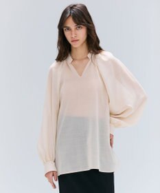 BEIGE， 【洗える】MOYE / シアーウールパフスリーブブラウス