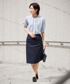 J.PRESS LADIES S 【イージーケア】ストライプジャージー バンドカラー カットソー