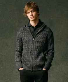 JOSEPH ABBOUD 【オリジナルオーガニックコットン使用/サスティナブル】JOE COTTONケーブル ニットパーカー グレー系