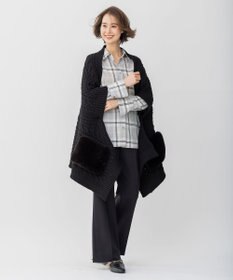 自由区 【洗える】アランパターンファーコンビ ニットガウン