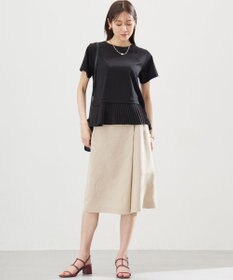 組曲 L クールプレーティング天竺プリーツ カットソー