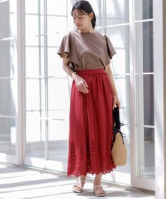 ANY SIS L 【洗える】カットワークエンブロイダリー スカート