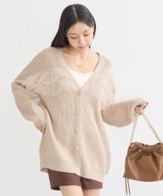 earth music&ecology チュールフリルカーディガン