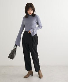 Green Parks ・ｓｗｉｎｇ　ｂｙ　袖パールボタンフレアリブニット