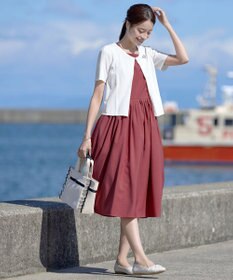 Tiaclasse 【洗える】麻調スクエアネックワンピース