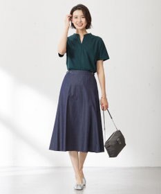 J.PRESS LADIES 【洗える】ライトデニム フレアー スカート