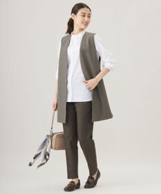 J.PRESS LADIES L 【洗える】T/Rアルガンシルクチェック テーパード パンツ