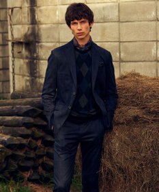 JOSEPH ABBOUD 【ストレッチ】ヘリンボンスウェード ジャケット