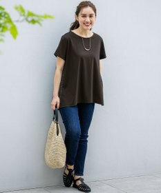 23区 L 【Lサイズ限定/洗える】スカーフプリントコンビ バックフレア カットソー