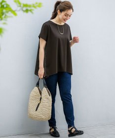 23区 L 【Lサイズ限定/洗える】スカーフプリントコンビ バックフレア カットソー